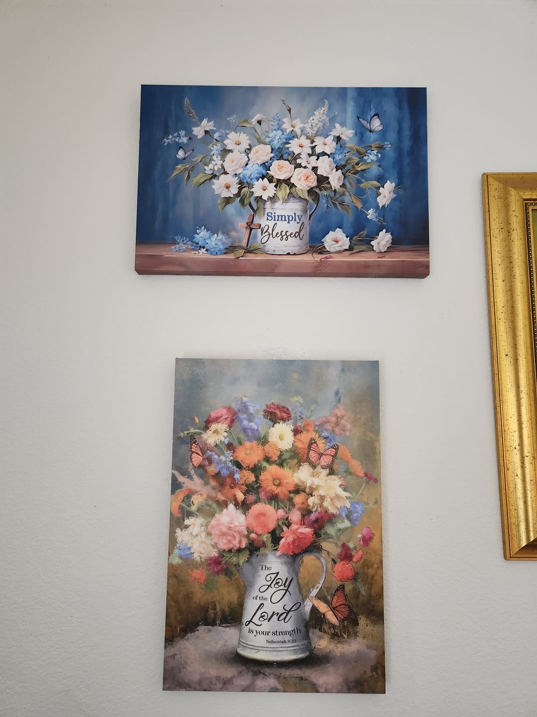 Customer photo review of Simply Blessed Wall Art Canvas, Flowers and Butterflies, Christian Wall Decor