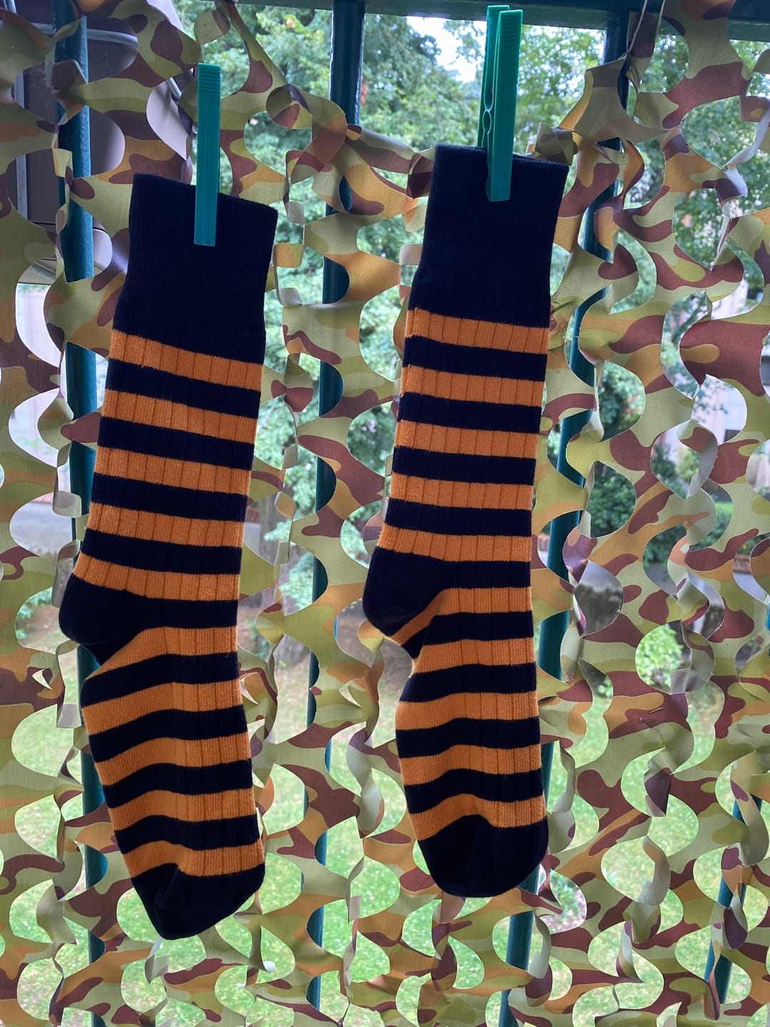 Customer photo review of Retro Striped Cotton Socks - Black/Orange