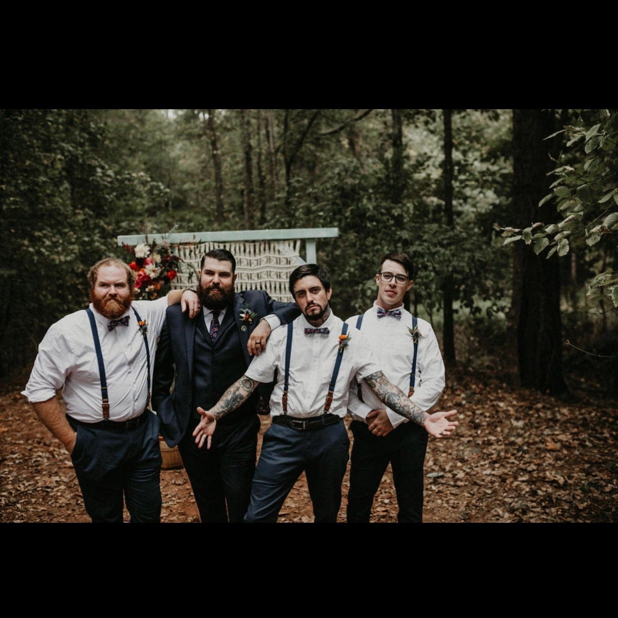 Customer photo review of Navy Rose Bow Tie & Navy Buckle Suspenders Set