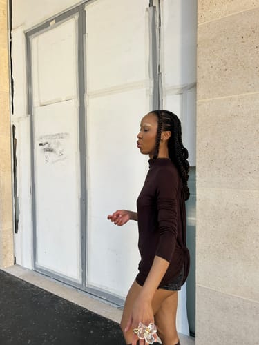 Customer photo review of MICRO MINI SHORTS (BLACK DENIM)