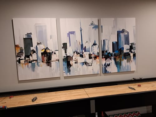 Customer photo review of 'Abstract Toronto' Framed Canvas (Set of 3)