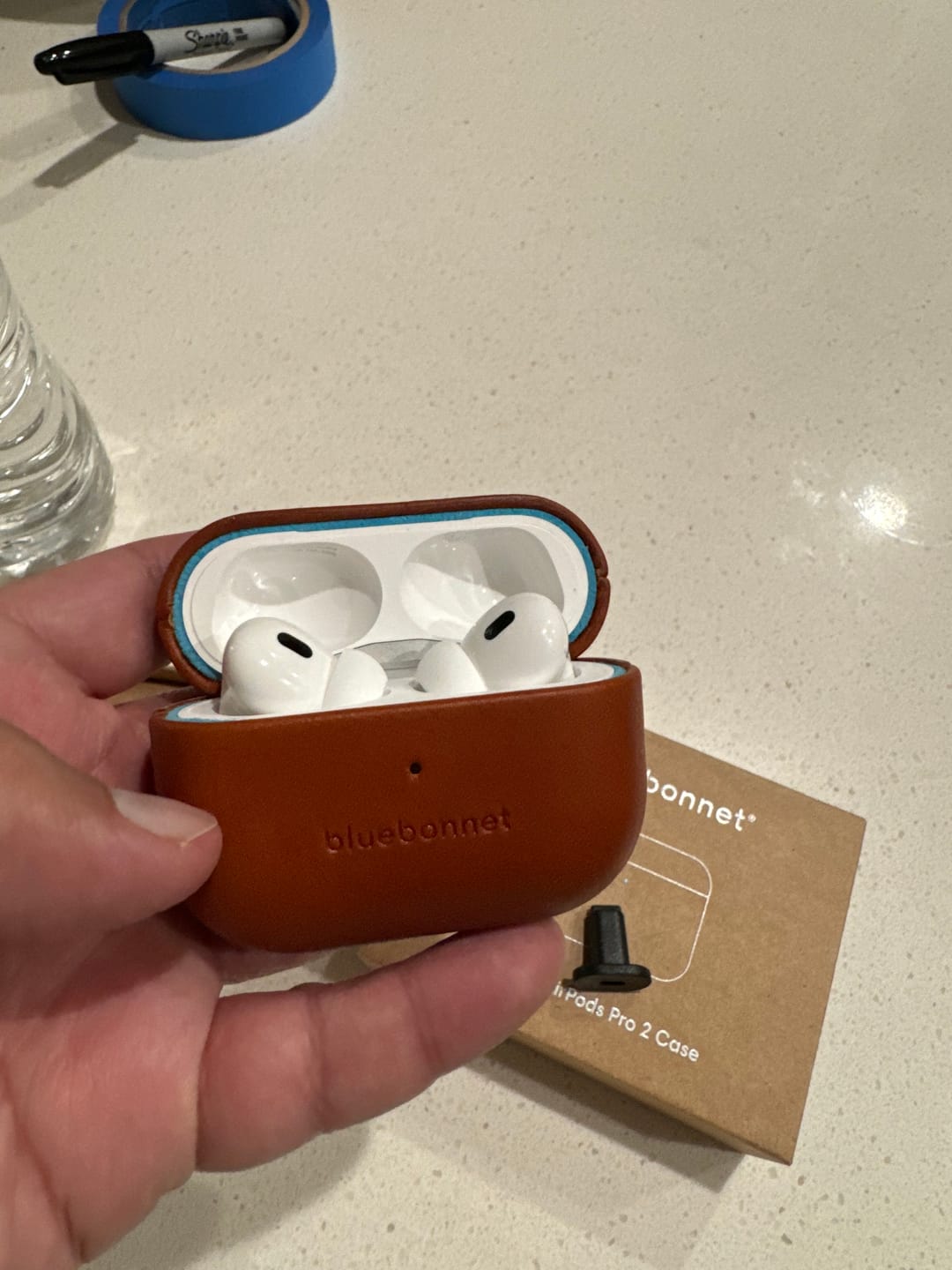 Customer photo review of Leather AirPods Pro (1st & 2nd Gen) Case - Saddle Tan