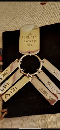 Customer photo review of Personalised Loved By Keyring