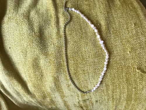 Customer photo review of Baroque Pearl Beaded Necklace Sterling Silver