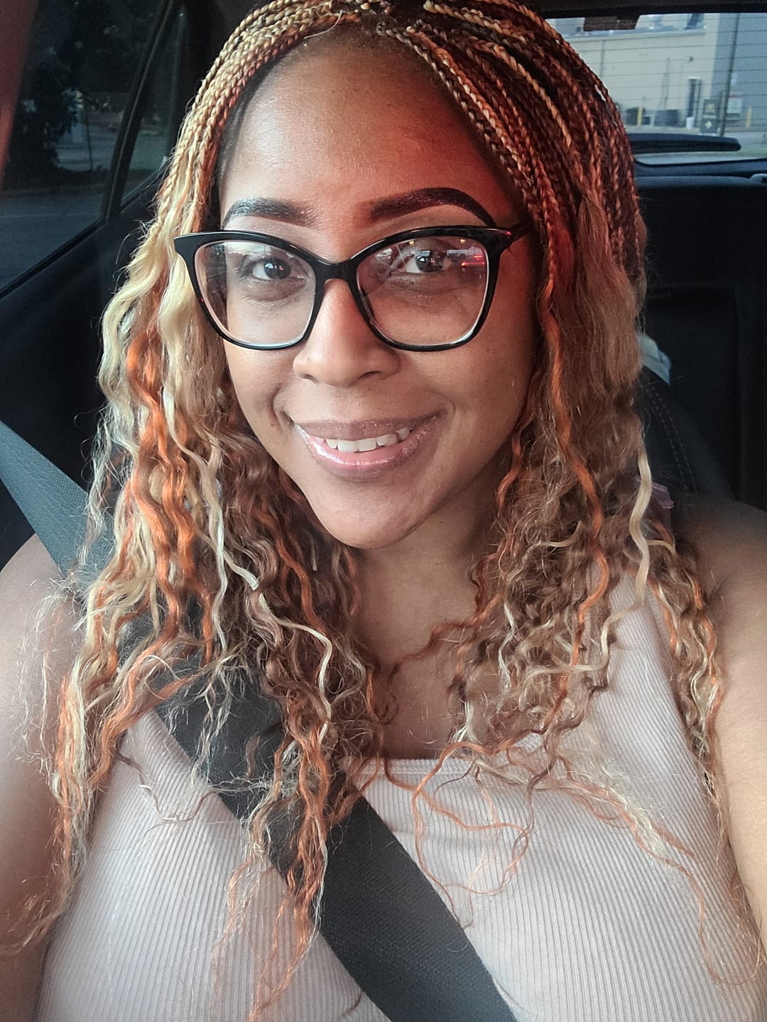 Customer photo review of #350 Flaming Ginger Deep Wave Bulk Hair Extensions for Braiding