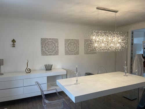 Customer photo review of Modern 12-Light Crystal Chandelier