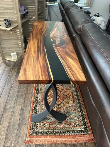 Customer photo review of Console Table Legs 28H 16W Metal Furniture base 207 Curva