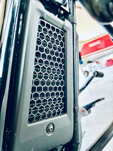 Customer photo review of Harley M8 2020+ Softail Oil Cooler Guard (Black Powder Coat)