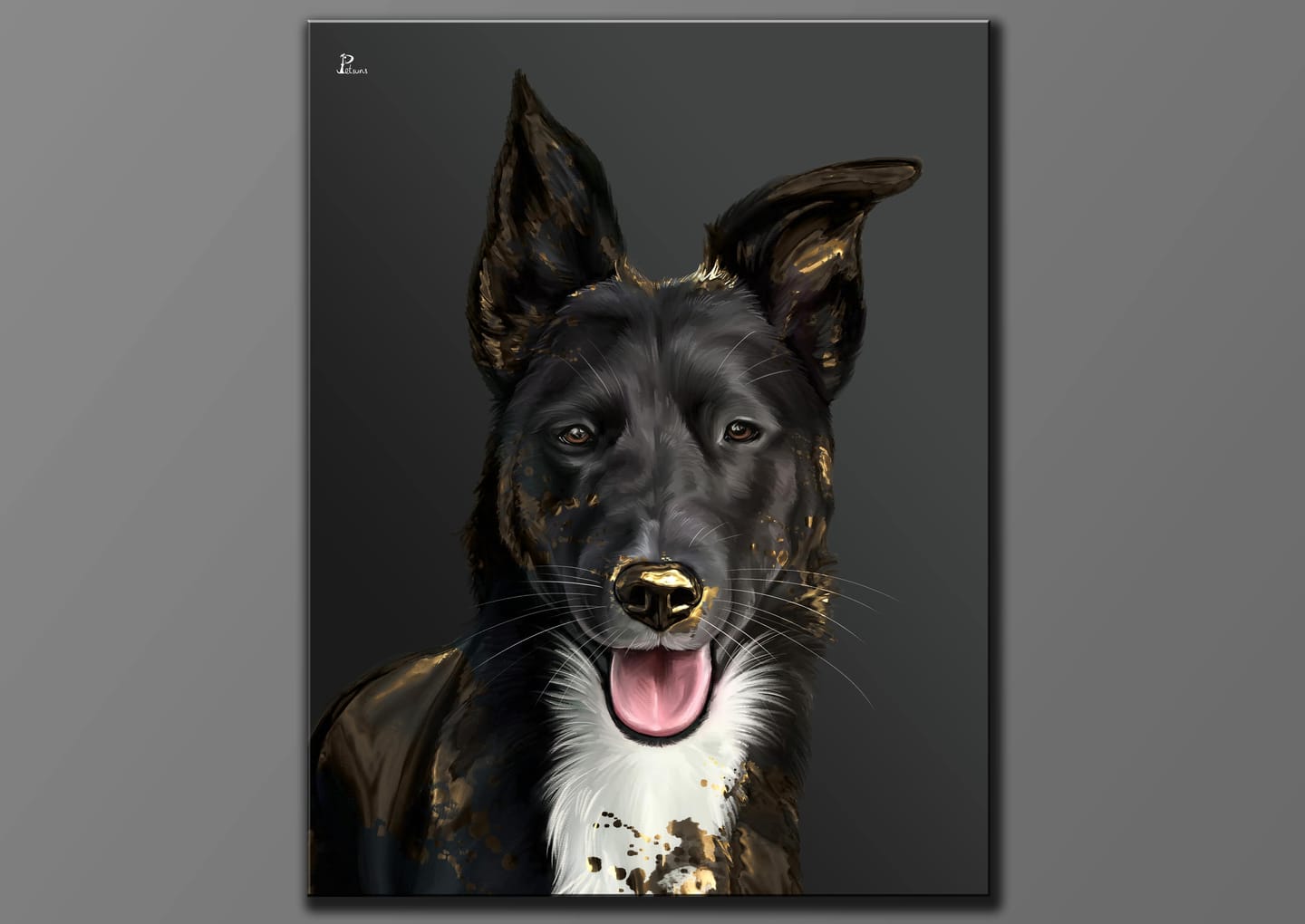 Customer photo review of Handgemaltes Haustierportrait auf Premium Leinwand im Gold Stil