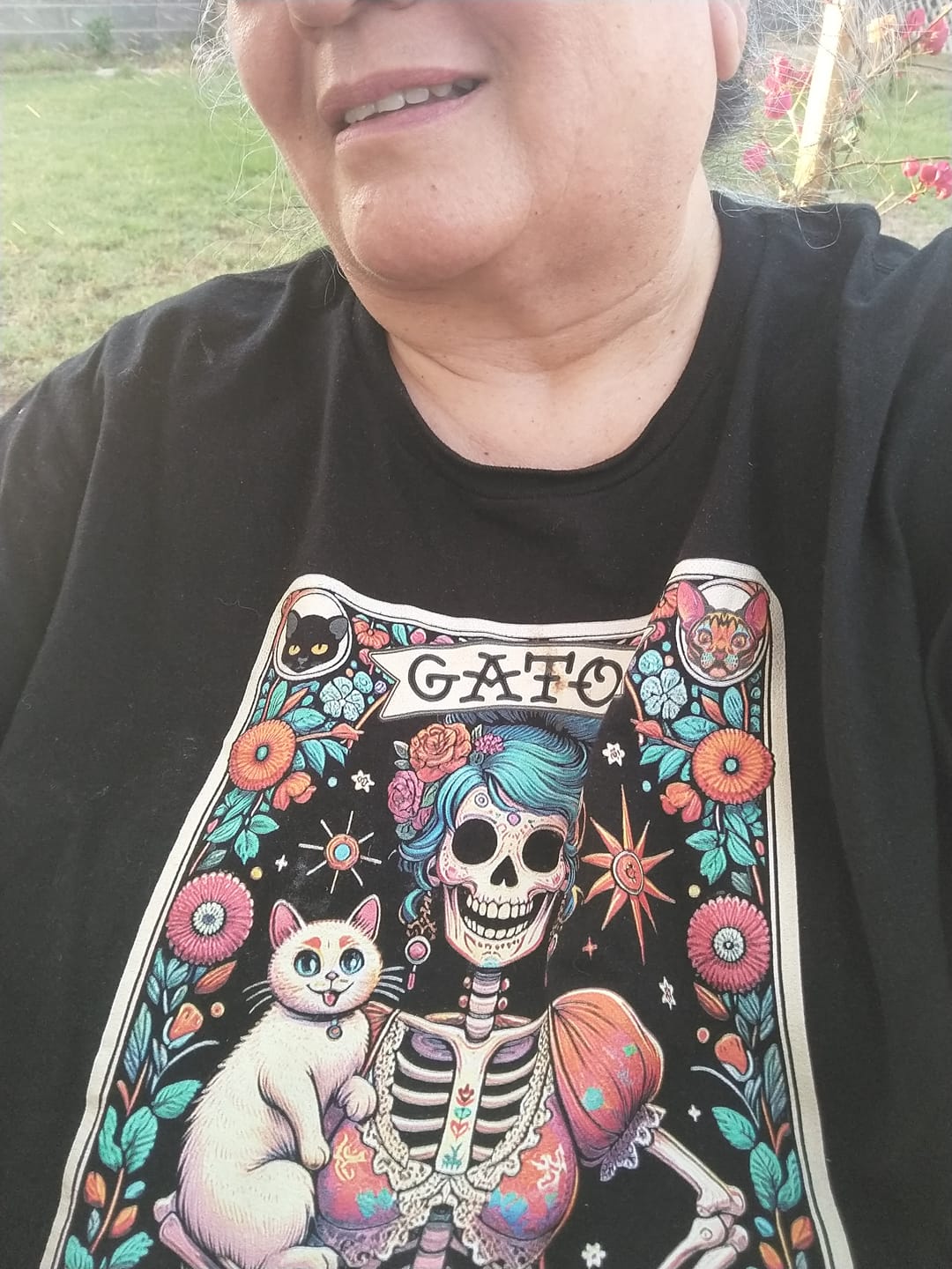 Customer photo review of Gatos Before Vatos Loteria OG T-Shirt