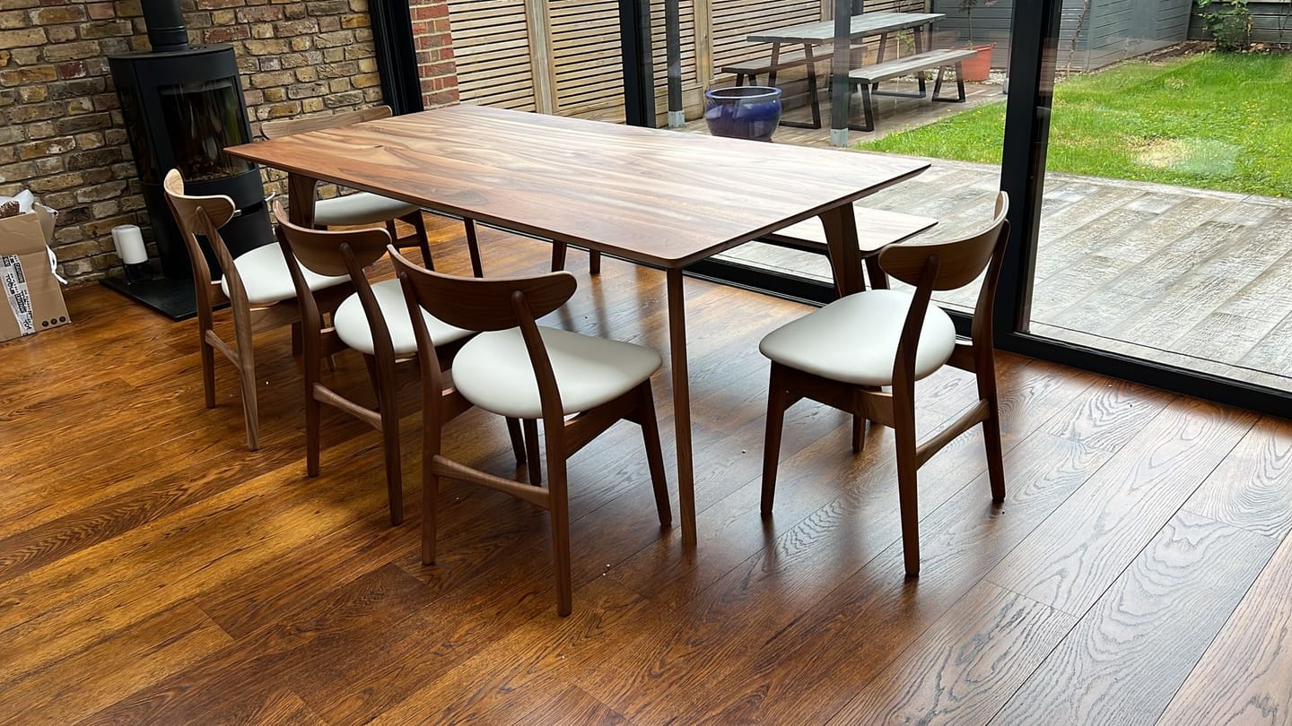Customer photo review of Eva Walnut Dining Chair Leather