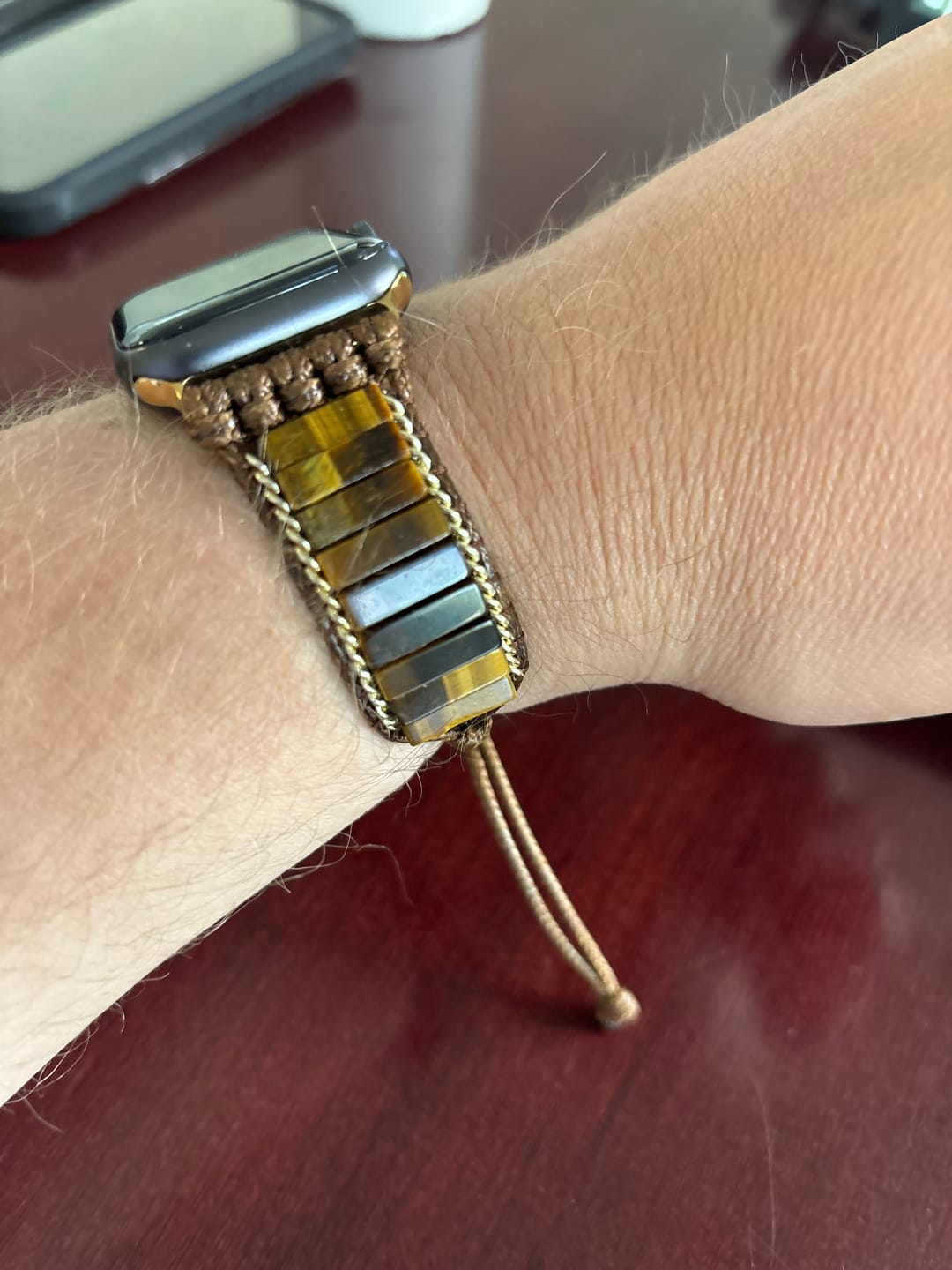 Customer photo review of Fierce Tiger's Eye Apple Watch Strap