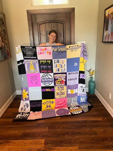 T-shirt quilt featuring wylie cheer team by Alexis from TX