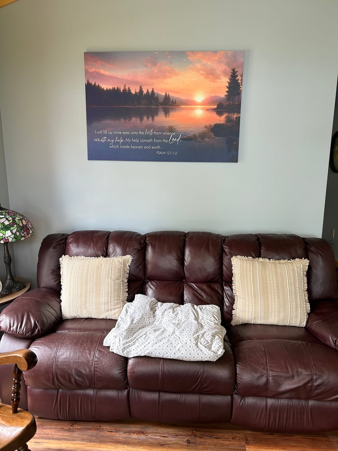 Customer photo review of Psalm 121:1-2 My Help Cometh From The Lord Wall Art Canvas