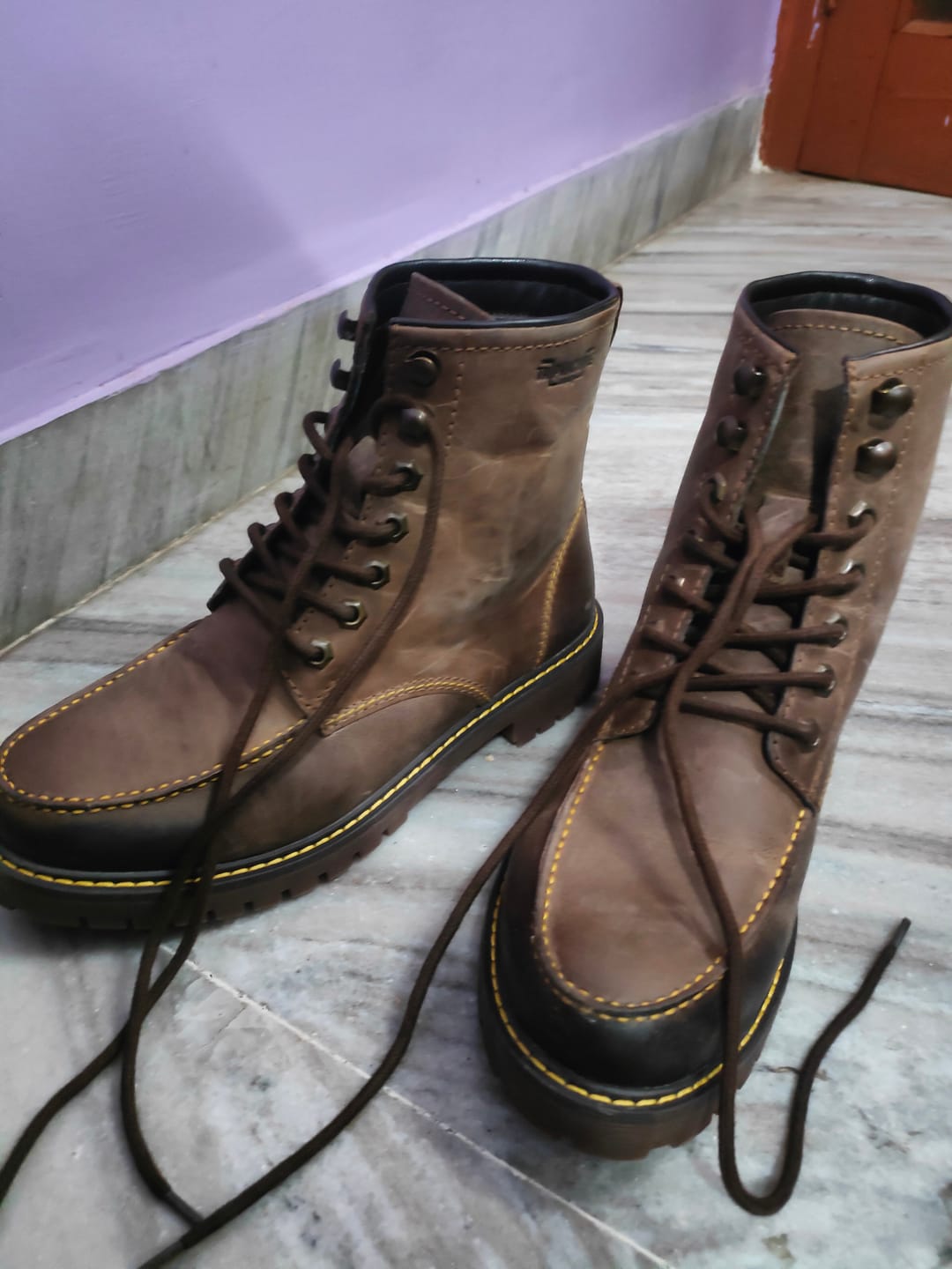 Customer photo review of boots moc-toe tobacco brown