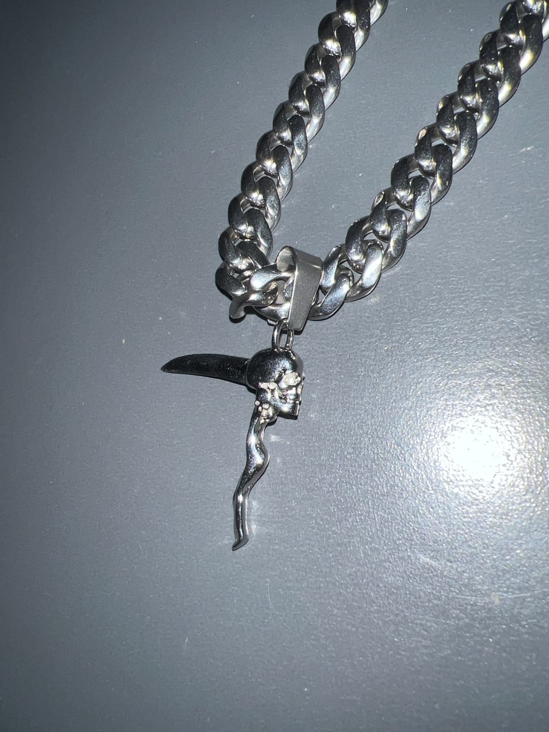 Customer photo review of SCYTHE SKULL PENDANT