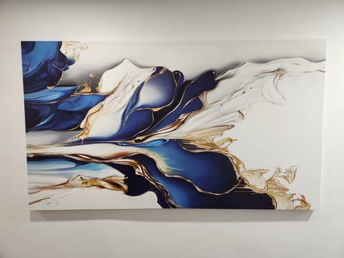 Customer photo review of 'Abstract Blue & Gold Azure' Framed Canvas