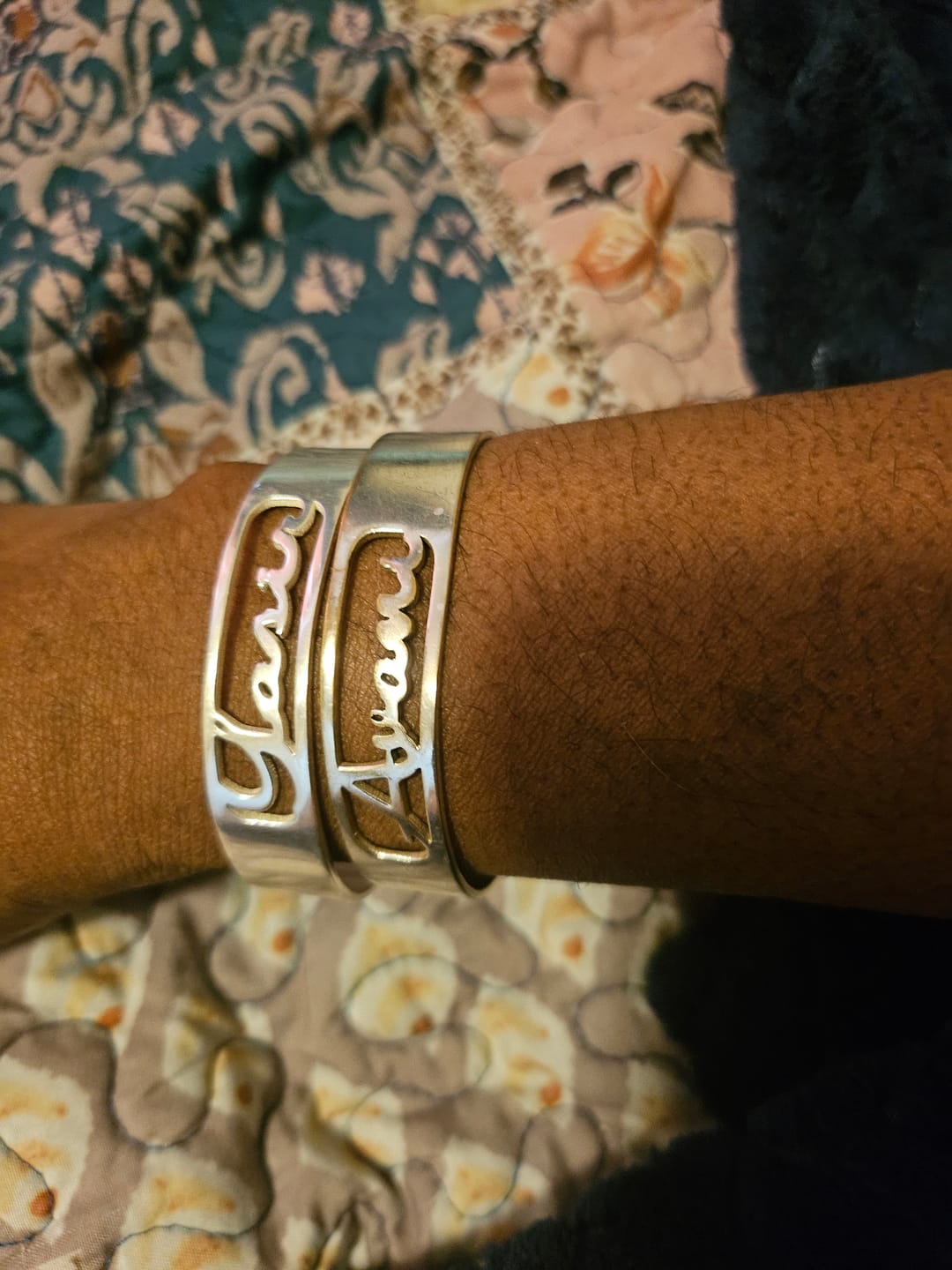 Customer photo review of Cutout Script Name Bangle
