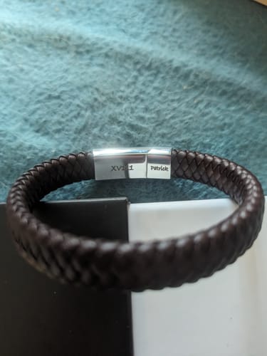Customer photo review of Men's Personalised Message Bracelet