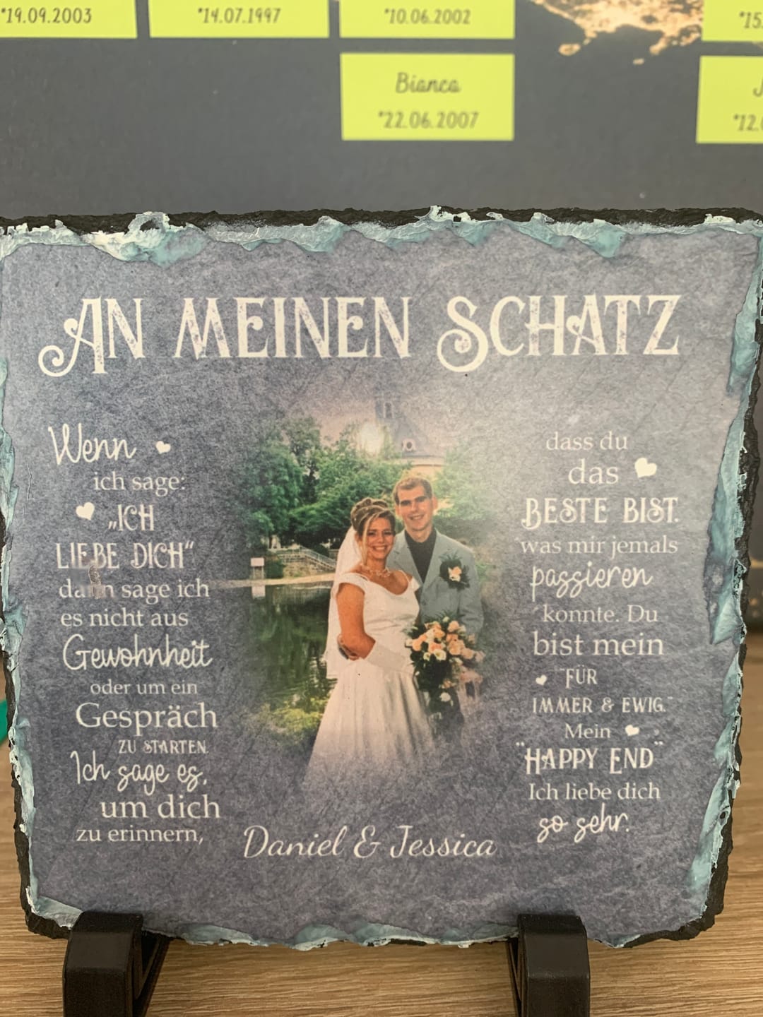 Customer photo review of An meinen Schatz - Paar-Schieferplatte