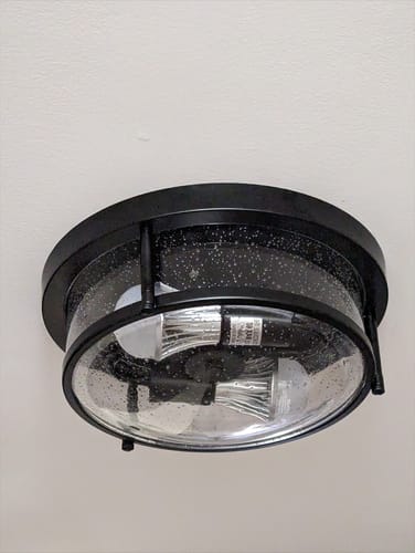 Customer photo review of Black Seeded Glass Flush Mount