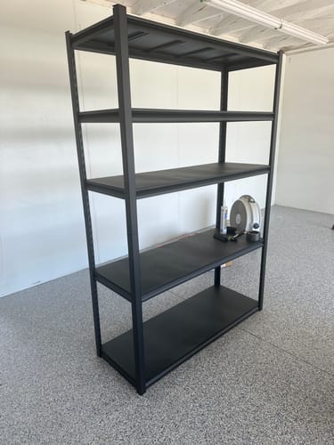 Customer photo review of REIBII  Large Garage Shelving, 5 Tier Industrial Shelving, Steel Storage Shelves Metal Shelving, Heavy Duty Shelving For Warehouse, Basement