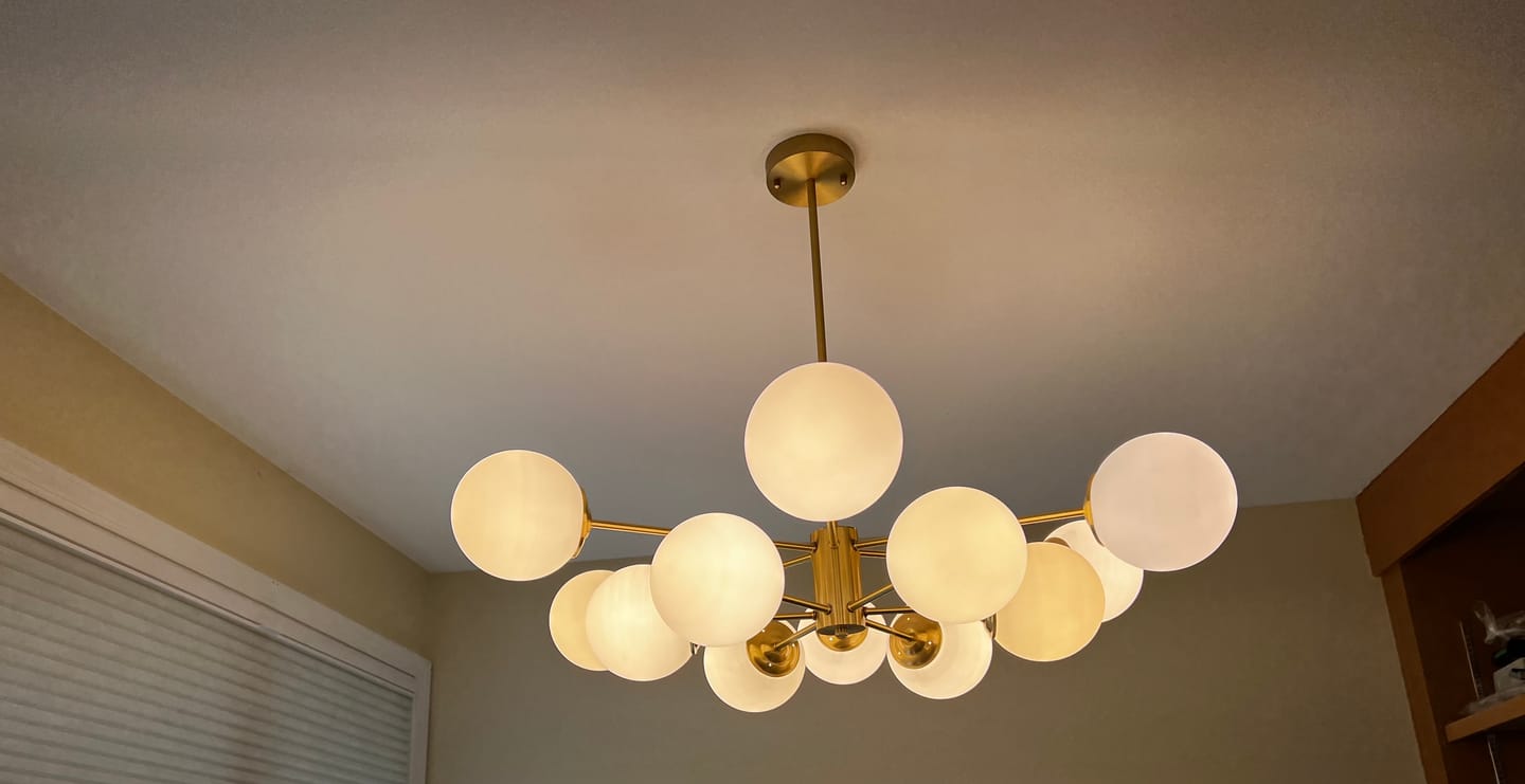 Customer photo review of Opal Glass Globe Sputnik Chandelier
