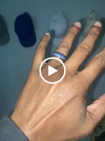 Customer video review of 8mm- ROSE GOLD TUNGSTEN ARROW RING W/ BLUE LAPIS LAZULI, FAUX METEORITE,