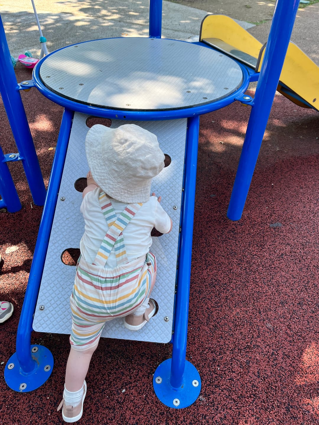 Customer photo review of Rainbow Striped Dungaree Shorts
