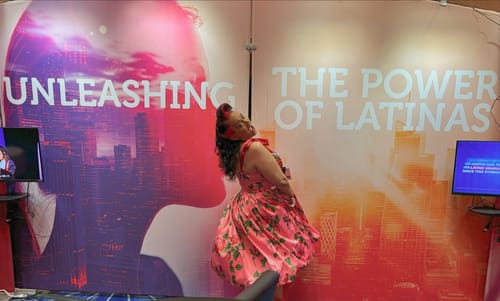 Customer photo review of 1950s Satin Swing Sundress and Scarf in Pink Vintage Roses - Vixen by Micheline Pitt