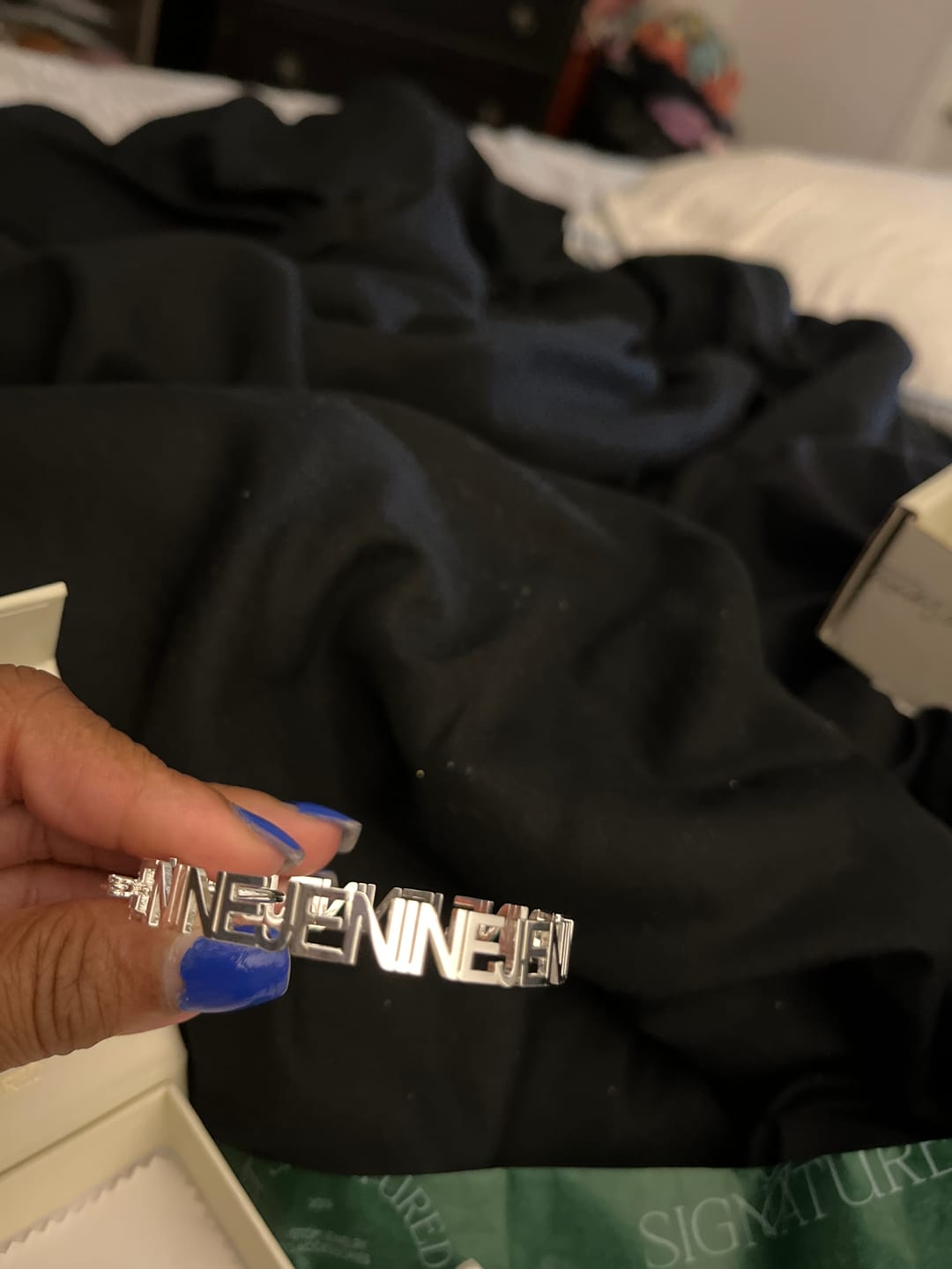 Customer photo review of Hoop Name Earrings