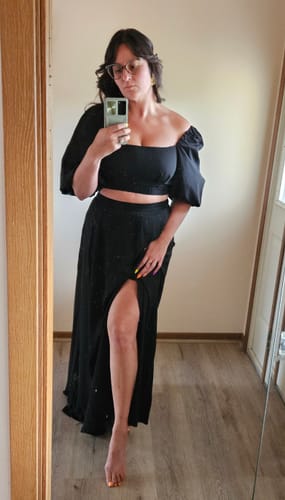 Customer photo review of Thistle Two Piece Set in Black Chiffon