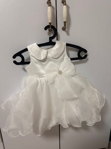 Customer photo review of Baby Girl and Toddler White Round Neck Sleeveless Fluffy Birthday Party Princess Dress