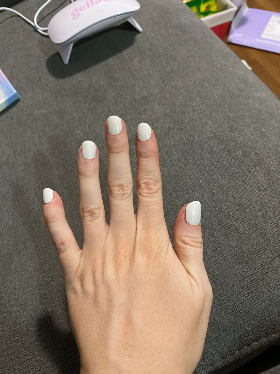 Customer photo review of Icing Sugar White DIY Semicured Gel Nail Sticker Kit