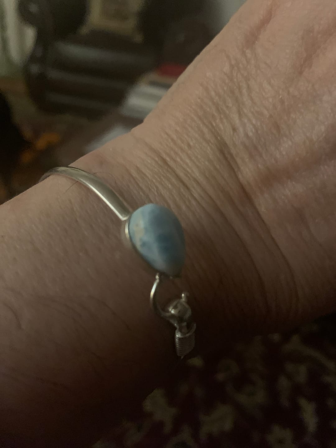 Customer photo review of Sound of Freedom Larimar Stone Bracelet