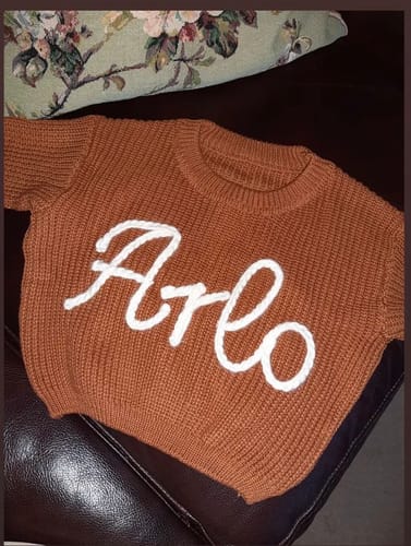 Customer photo review of Hand Knitted Personalized Sweater