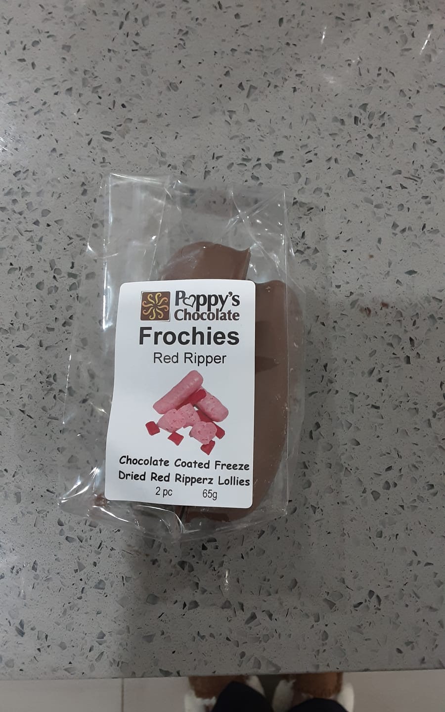 Customer photo review of Frochies Red Ripper chocolate coated freeze dried lollies
