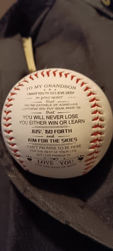 Customer photo review of Wooden Baseball Stand Display Holder