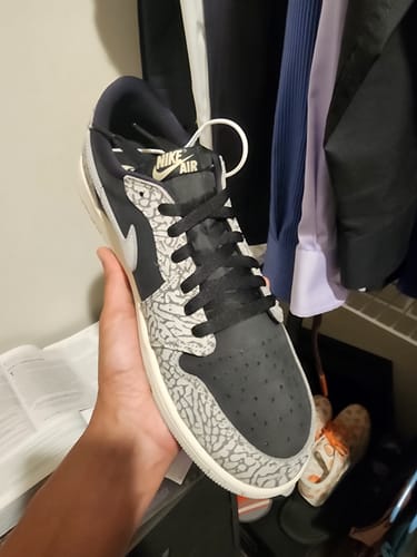 Customer photo review of Air Jordan 1 Retro Low OG 'Black Cement'