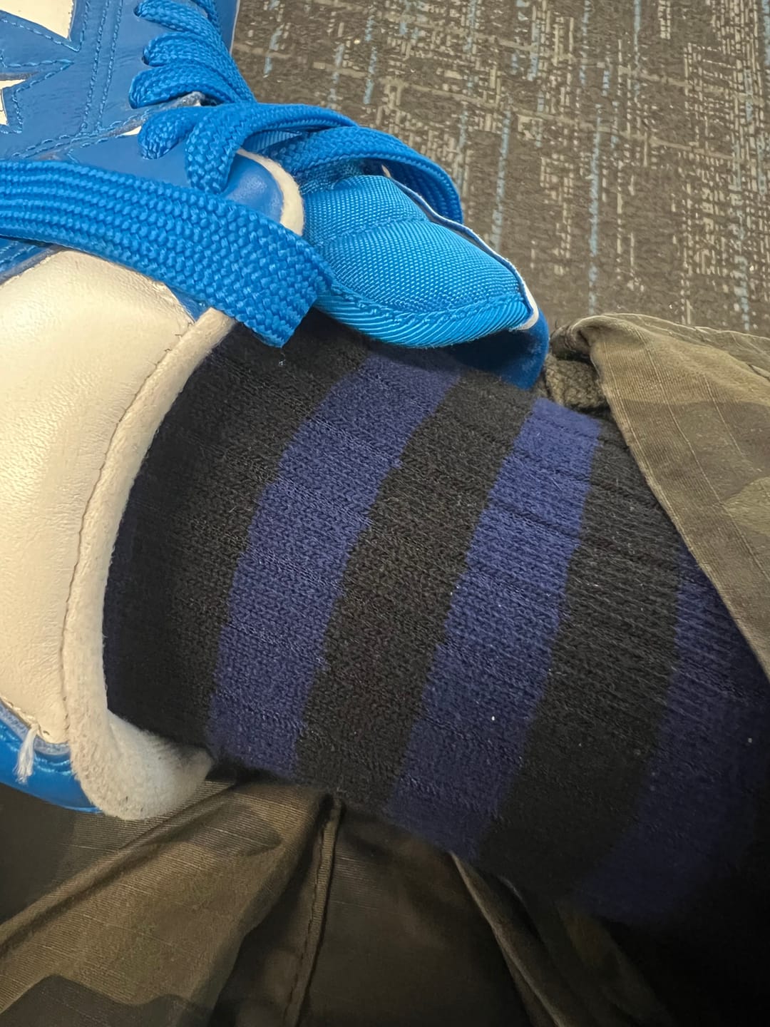 Customer photo review of Retro Striped Cotton Socks - Black/Blue