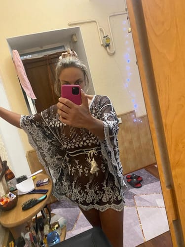 Customer photo review of Bikini Cover Up, Mesh, Long Sleeve, Beach Cover Up, Beach Outfits