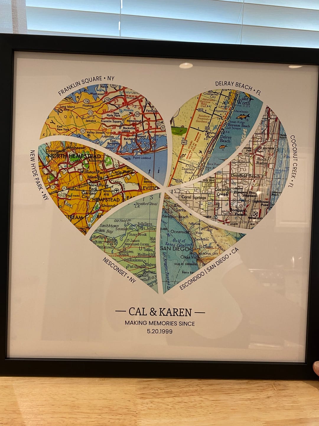 Customer photo review of Personalized Heart Map Print