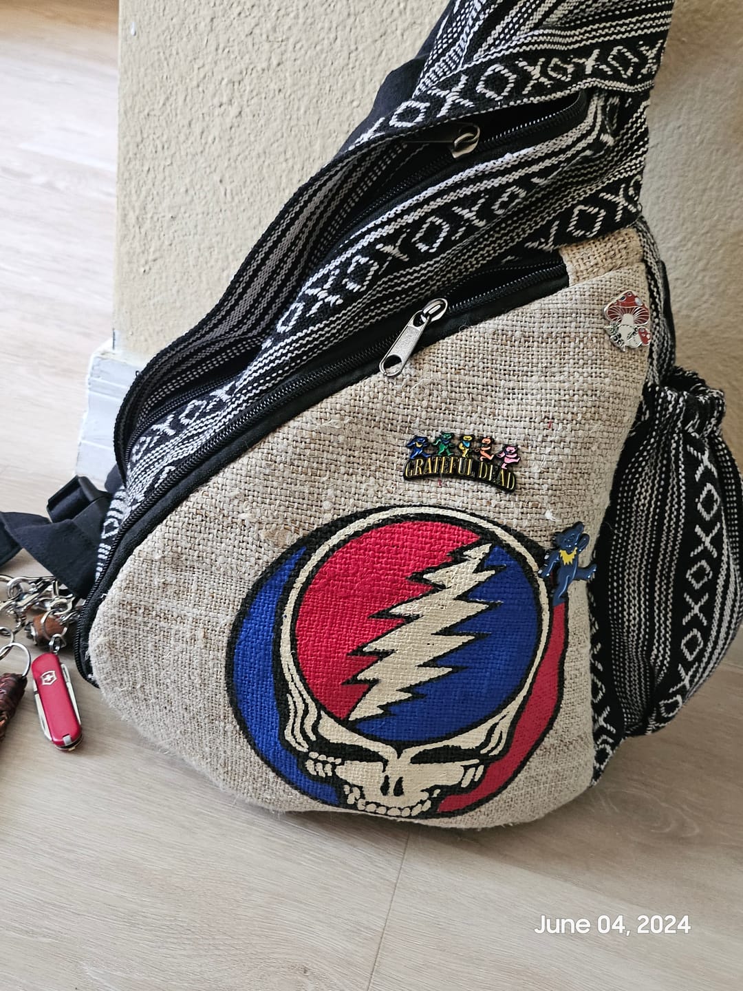 Customer photo review of Grateful Dead Steal Your Face Hemp Sling Backpack