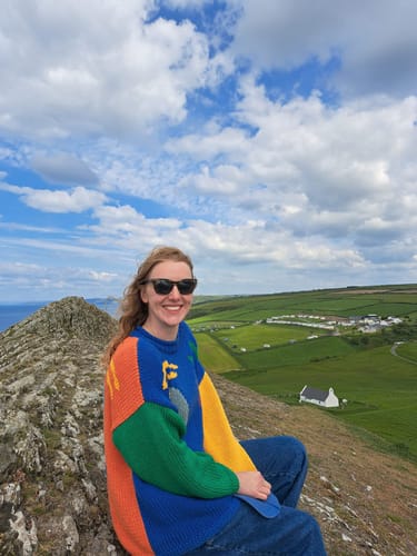 Customer photo review of The FEEL GOOD Hand Knit Jumper - Colour Block