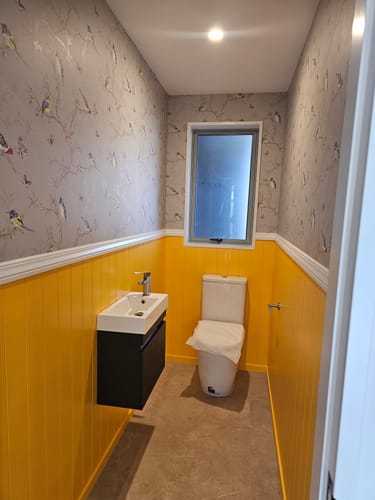 Customer photo review of Phoebe - Birds on Trailing Branches Wallpaper - Dove Grey