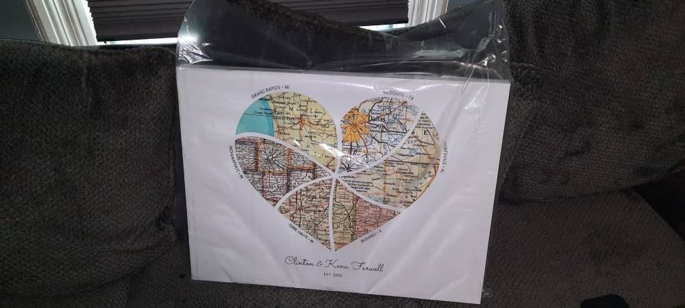 Customer photo review of Personalized Heart Map Print
