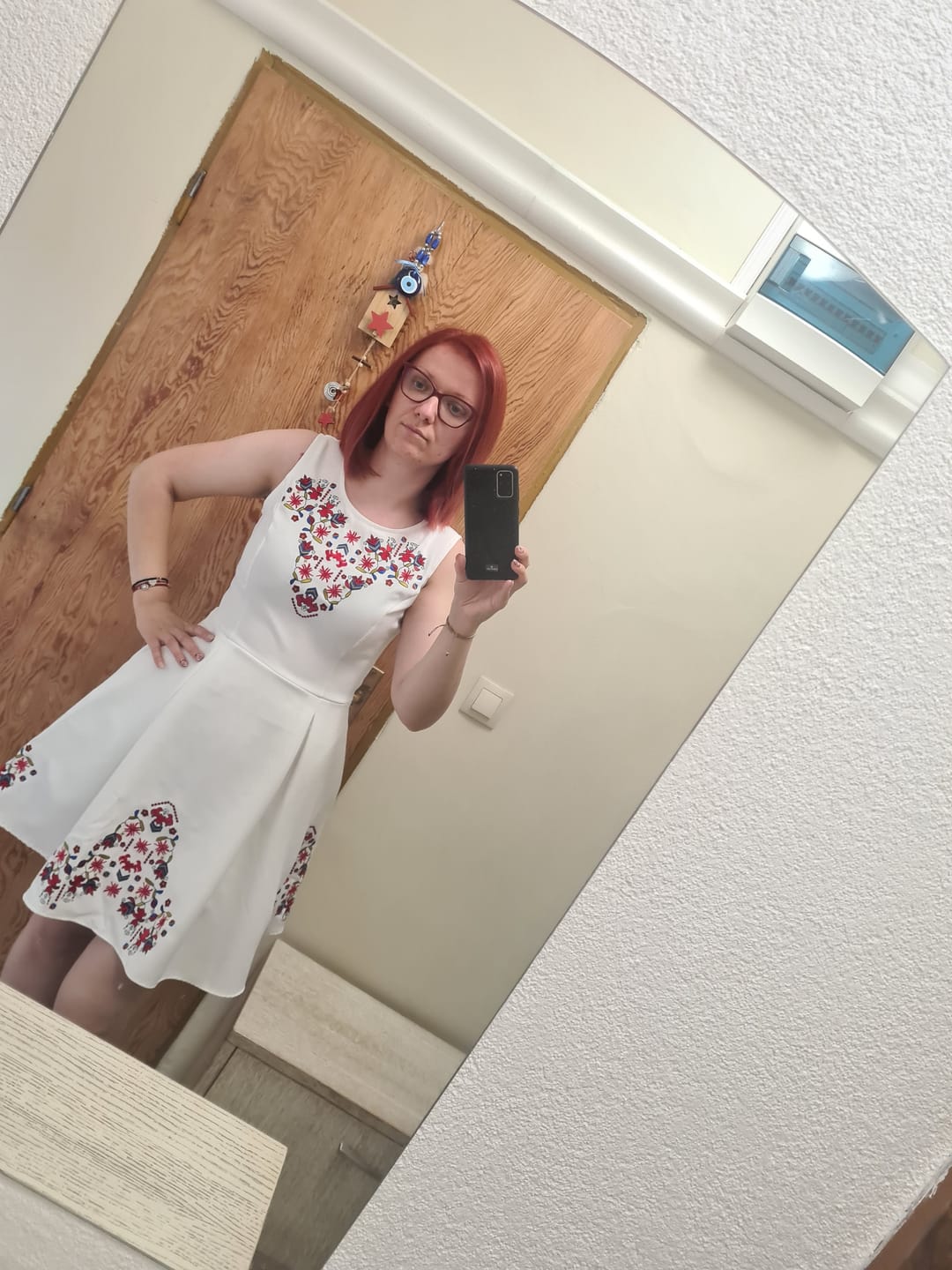 Customer photo review of Къса рокля със самоковска шевица