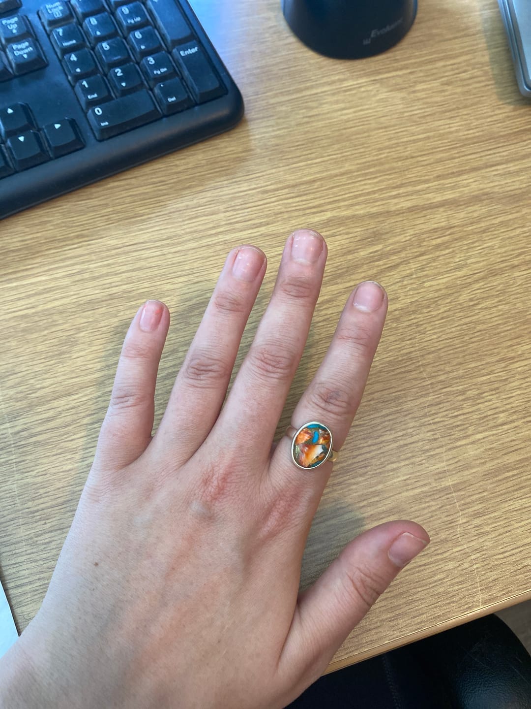 Customer photo review of Oyster Copper Turquoise Ring Sterling Silver