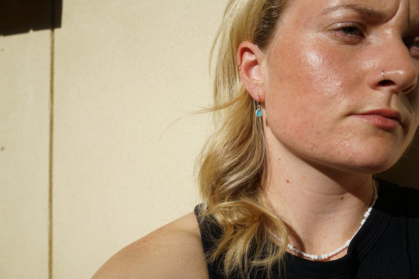 Customer photo review of Green Sea Glass Hoops