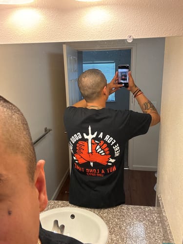 Customer photo review of No Regrets Tee